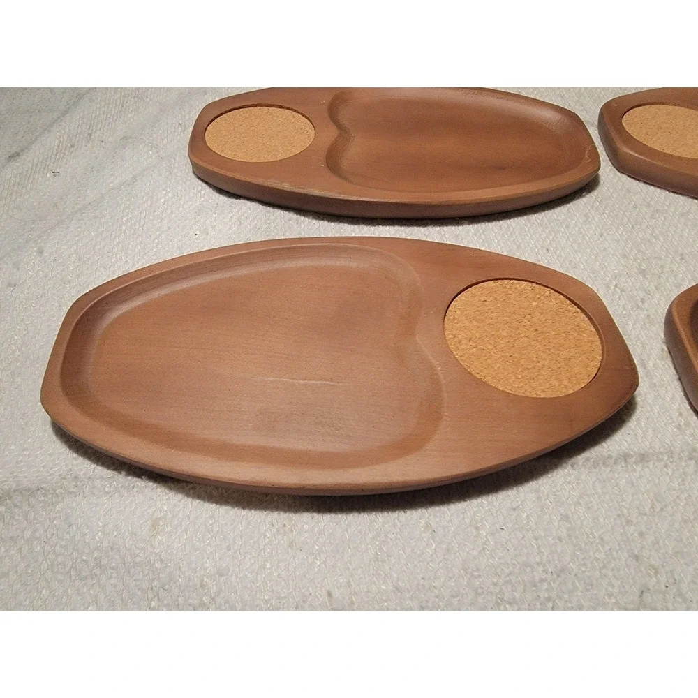 Coaster‎ Tray Quartet 4 Trays Original Box Artwood Snack Trays Walnut Finish